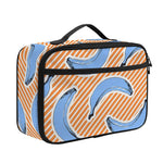 Retro Blue Banana Pattern Print Portable Lunch Bag