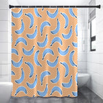 Retro Blue Banana Pattern Print Premium Shower Curtain