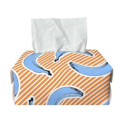 Retro Blue Banana Pattern Print Rectangle Tissue Box Cover