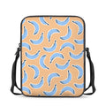 Retro Blue Banana Pattern Print Rectangular Crossbody Bag