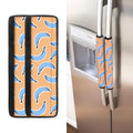 Retro Blue Banana Pattern Print Refrigerator Handle Covers