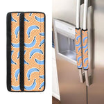 Retro Blue Banana Pattern Print Refrigerator Handle Covers
