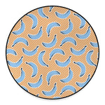 Retro Blue Banana Pattern Print Round Floor Mat