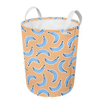 Retro Blue Banana Pattern Print Round Laundry Basket