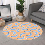 Retro Blue Banana Pattern Print Round Rug