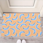 Retro Blue Banana Pattern Print Rubber Doormat