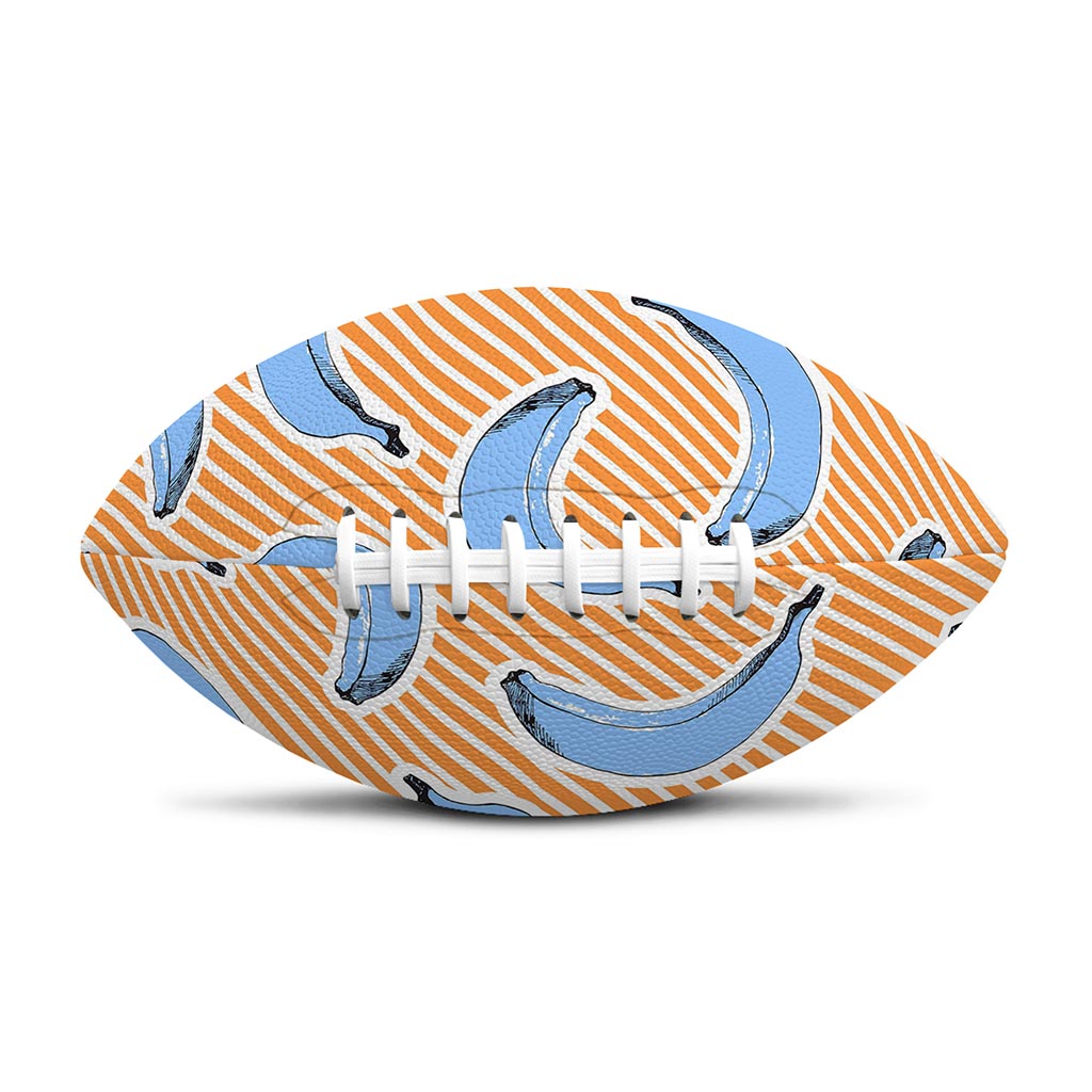 Retro Blue Banana Pattern Print Rugby Ball