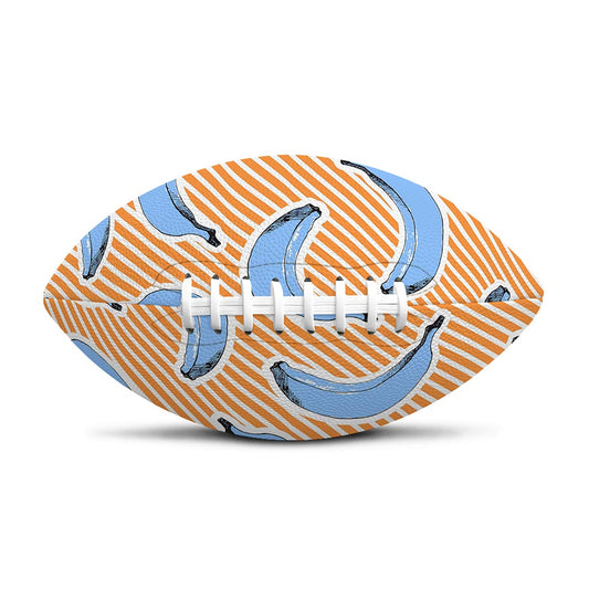 Retro Blue Banana Pattern Print Rugby Ball