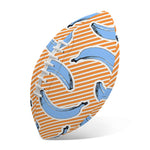 Retro Blue Banana Pattern Print Rugby Ball