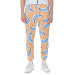 Retro Blue Banana Pattern Print Scuba Joggers