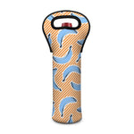 Retro Blue Banana Pattern Print Single Neoprene Wine Tote