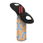 Retro Blue Banana Pattern Print Single Neoprene Wine Tote