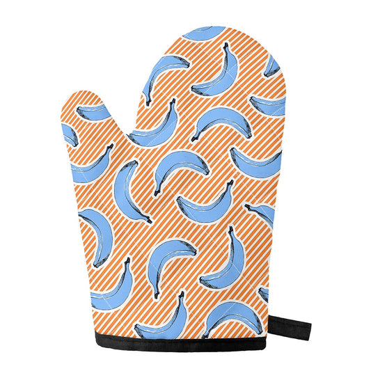 Retro Blue Banana Pattern Print Single Oven Mitt