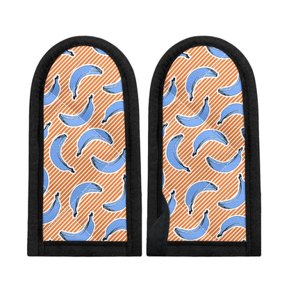 Retro Blue Banana Pattern Print Skillet Handle Cover