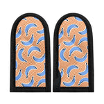 Retro Blue Banana Pattern Print Skillet Handle Cover