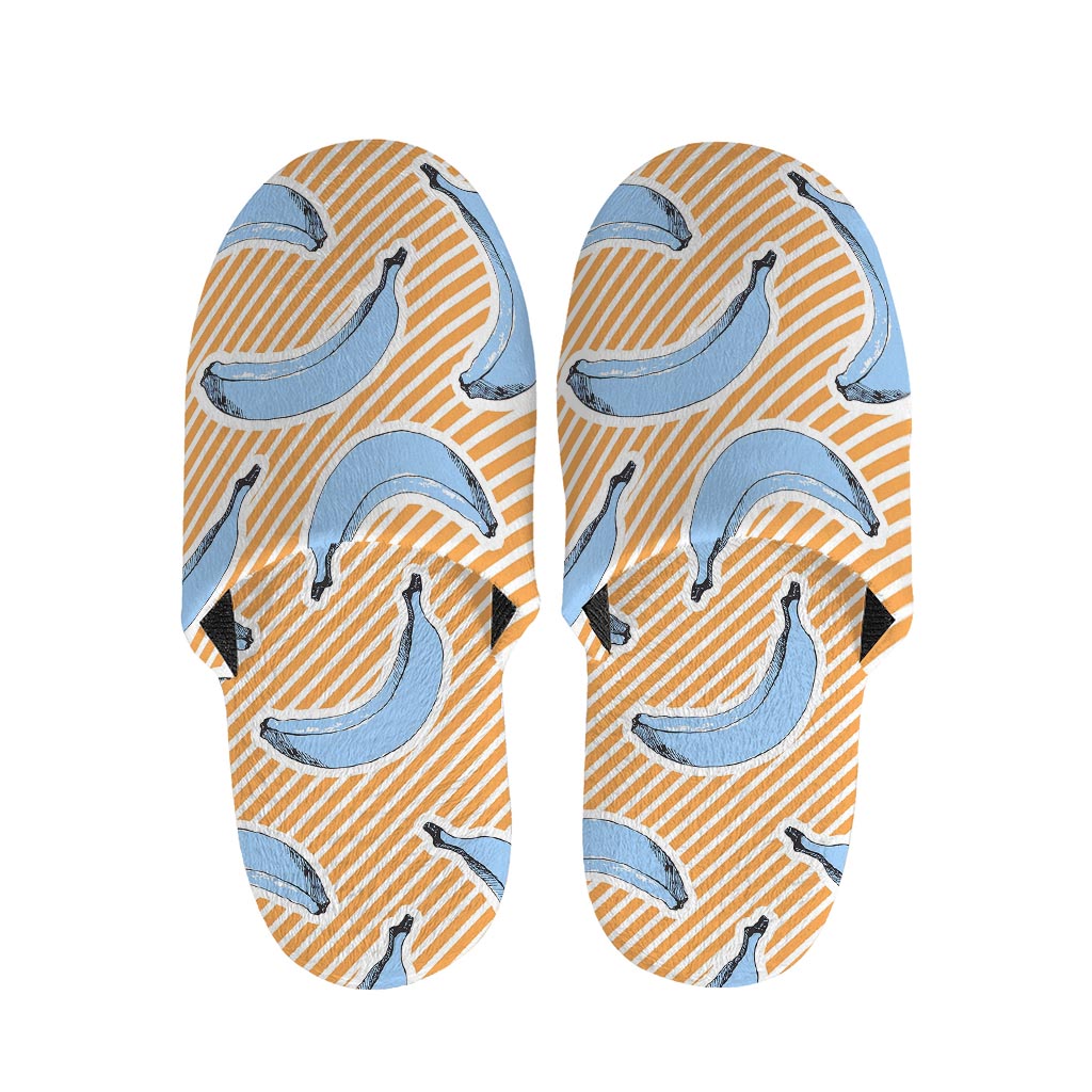 Retro Blue Banana Pattern Print Slippers