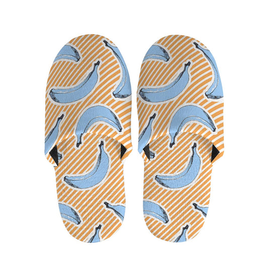 Retro Blue Banana Pattern Print Slippers