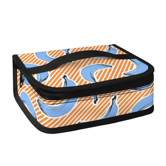 Retro Blue Banana Pattern Print Small Lunch Bag