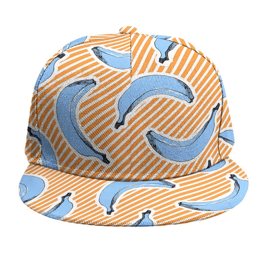 Retro Blue Banana Pattern Print Snapback Cap
