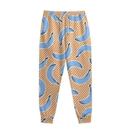 Retro Blue Banana Pattern Print Sweatpants