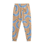 Retro Blue Banana Pattern Print Sweatpants