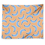 Retro Blue Banana Pattern Print Tapestry