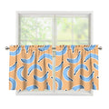 Retro Blue Banana Pattern Print Tier Curtains