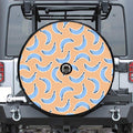 Retro Blue Banana Pattern Print Tire Cover With Camera Hole
