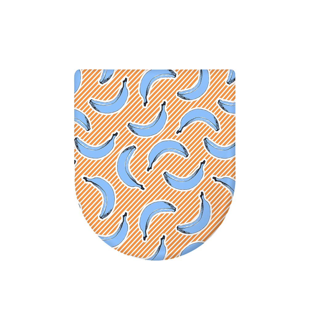 Retro Blue Banana Pattern Print Toilet Lid Cover