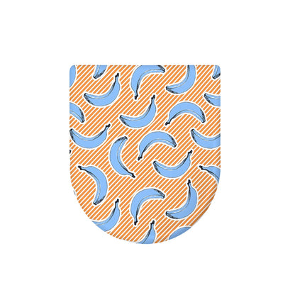 Retro Blue Banana Pattern Print Toilet Lid Cover