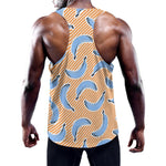 Retro Blue Banana Pattern Print Training Tank Top