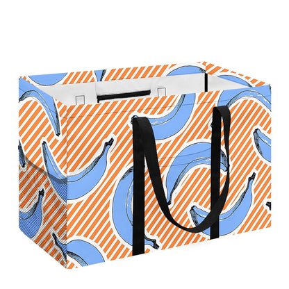 Retro Blue Banana Pattern Print Utility Tote Bag