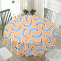 Retro Blue Banana Pattern Print Waterproof Round Tablecloth