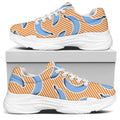 Retro Blue Banana Pattern Print White Chunky Shoes