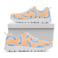 Retro Blue Banana Pattern Print White Running Shoes