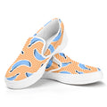 Retro Blue Banana Pattern Print White Slip On Sneakers