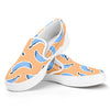 Retro Blue Banana Pattern Print White Slip On Sneakers