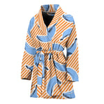 Retro Blue Banana Pattern Print Women's Bathrobe