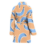 Retro Blue Banana Pattern Print Women's Bathrobe