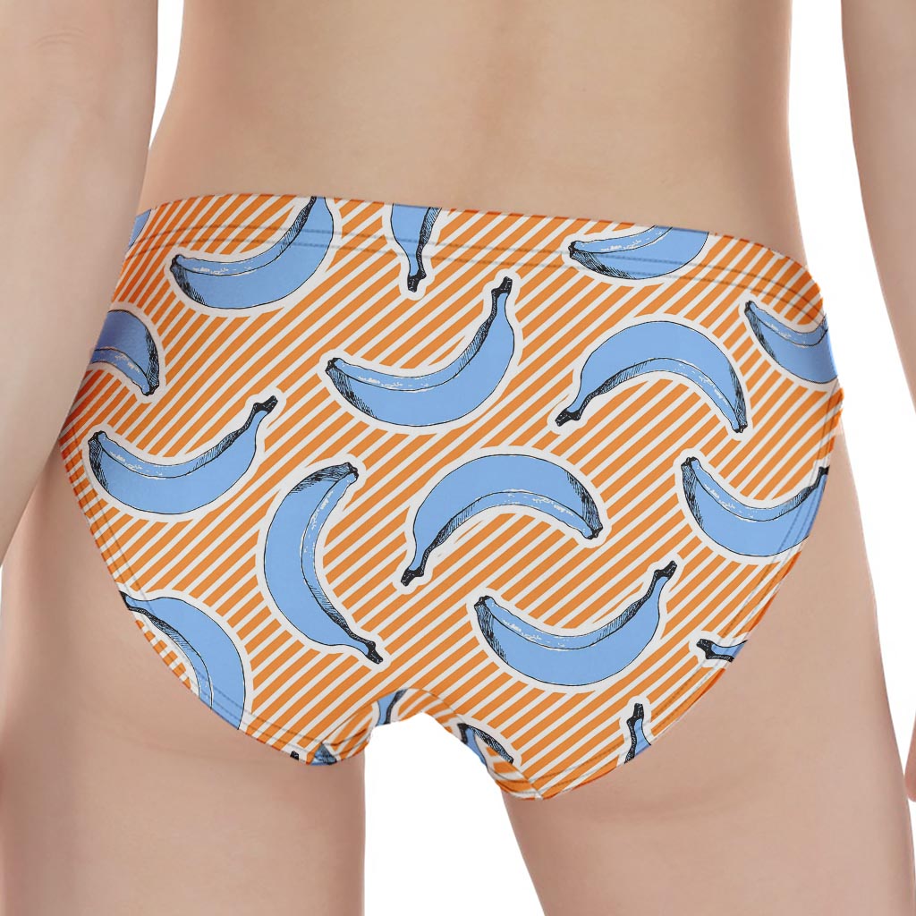 Retro Blue Banana Pattern Print Women's Panties