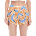 Retro Blue Banana Pattern Print Women's Split Running Shorts
