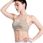 Retro Blue Banana Pattern Print Women's Sports Bra