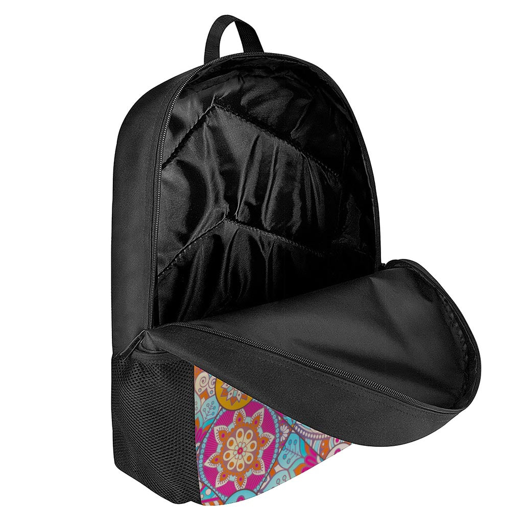 Retro Bohemian Mandala Pattern Print 17 Inch Backpack