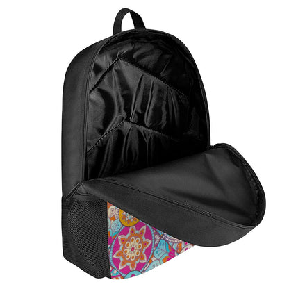 Retro Bohemian Mandala Pattern Print 17 Inch Backpack