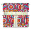 Retro Bohemian Mandala Pattern Print 3 Piece Kitchen Curtains