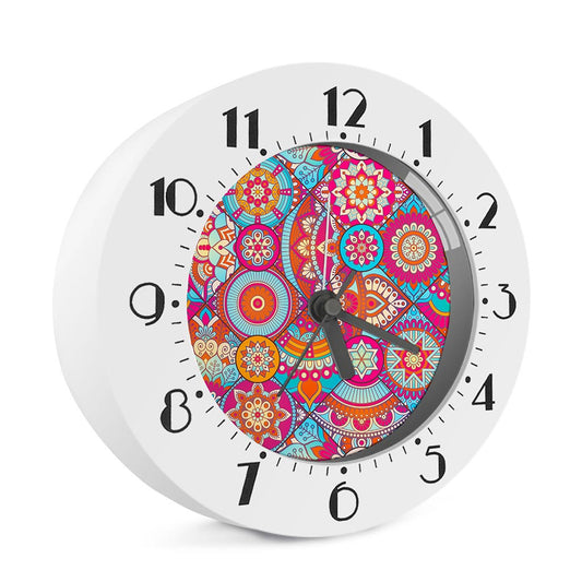 Retro Bohemian Mandala Pattern Print Alarm Clock