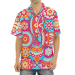 Retro Bohemian Mandala Pattern Print Aloha Shirt