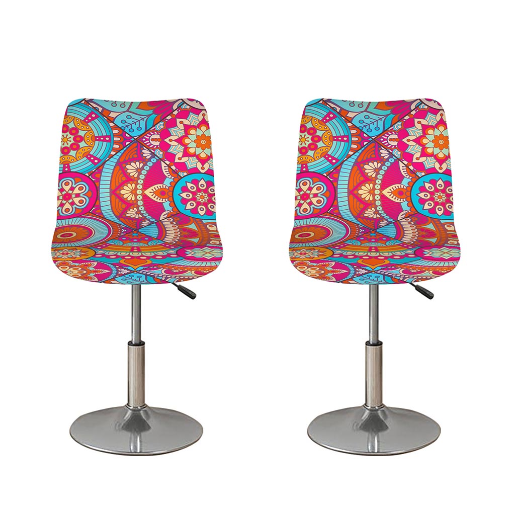 Retro Bohemian Mandala Pattern Print Bar Stool Covers
