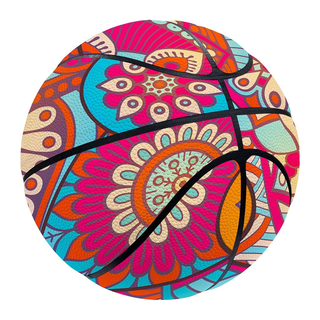 Retro Bohemian Mandala Pattern Print Basketball