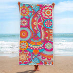 Retro Bohemian Mandala Pattern Print Beach Towel